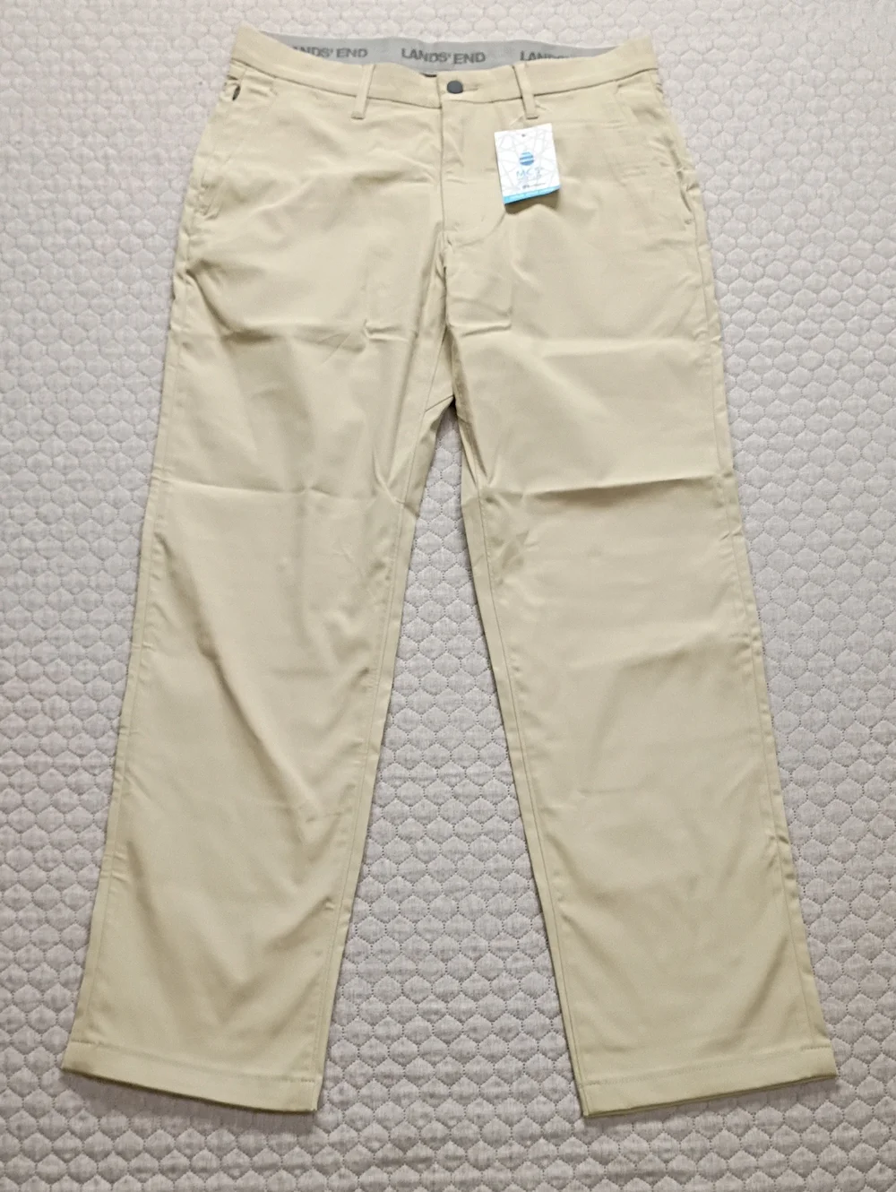 Land's End Chino Pant 33x31 Khaki Performance Fabric Traditional Fit NEW